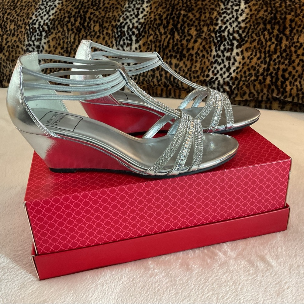 Elegant Silver Wedge Sandals